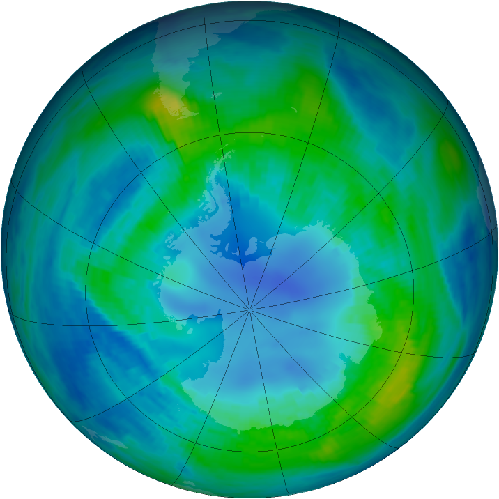 Antarctic ozone map for 19 April 1985